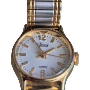 Timex Wristwatch Women‎ OS Gold Two Tone Vintage Retro Y2K Analog Quartz Dress